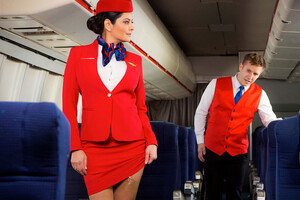 He comforts Mariska the stewardess