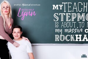 Blonde MILF Lynn teaches her stepson how to fuck his stepmom and make her cum