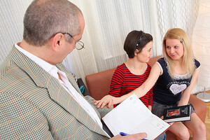 Tricky Old Teacher - Two Girls Suck Teachers Cock And Have Threesome For Improved Grades